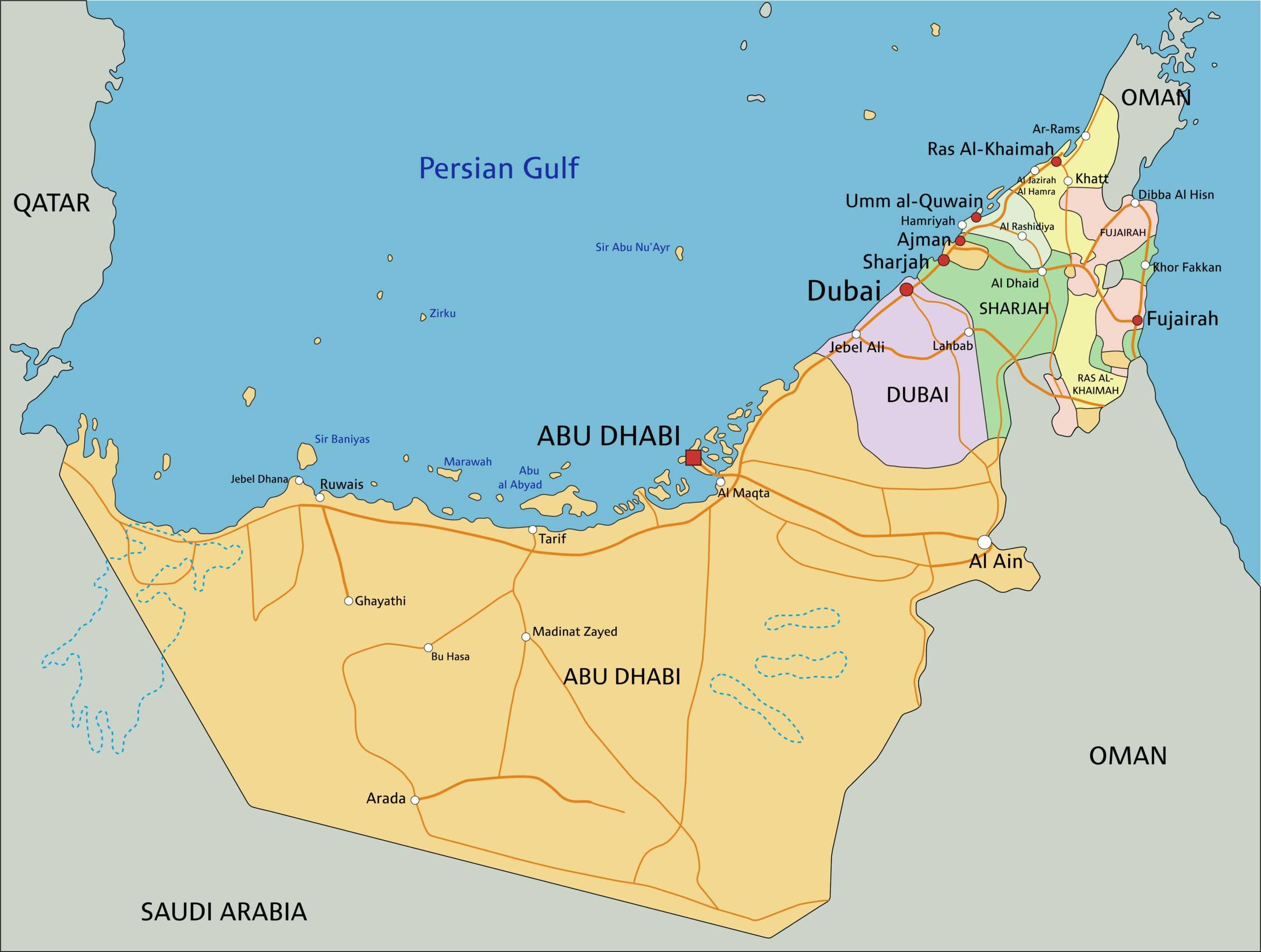 MAP of the UAE