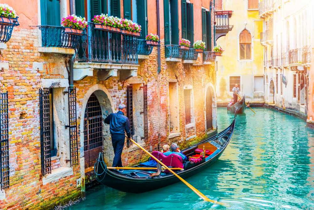 Couple on a gondola in Venice